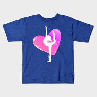 Dancer Silhouette on Pink Heart Kids T-Shirt